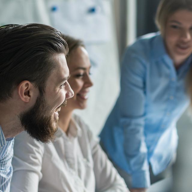 Happy people in an office